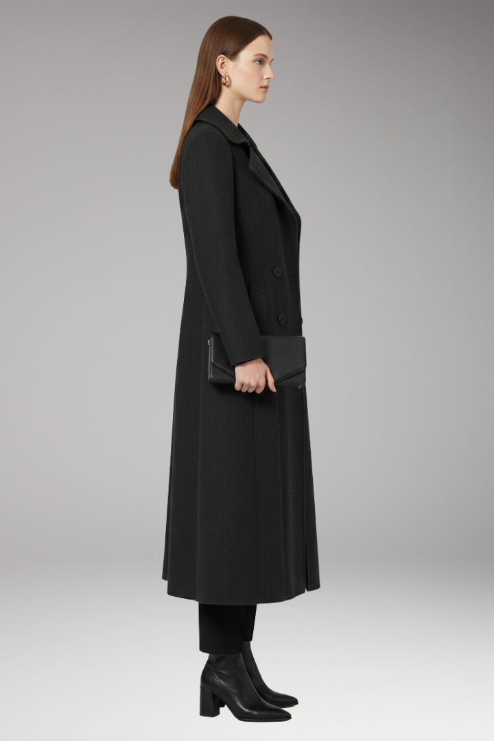 Women's Long Coat Welt Pockets Turned-Down Collar