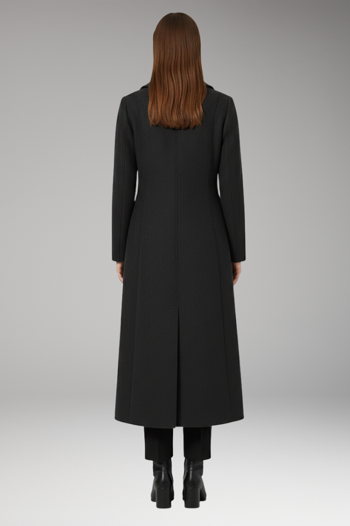 Women's Long Coat Welt Pockets Turned-Down Collar