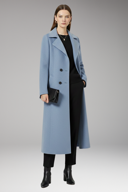 Women's Long Coat Welt Pockets Turned-Down Collar