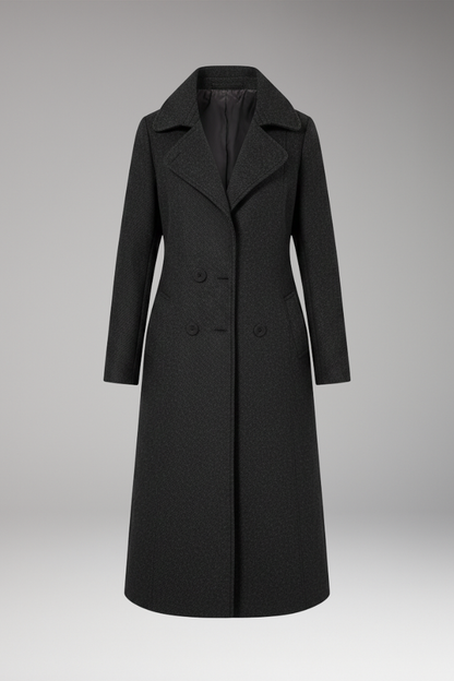 Women's Long Coat Welt Pockets Turned-Down Collar - Vonnera