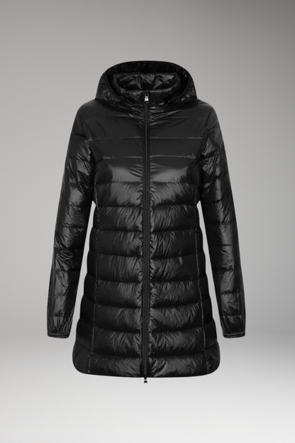 Women's Quilted Hooded Long Jacket - Vonnera