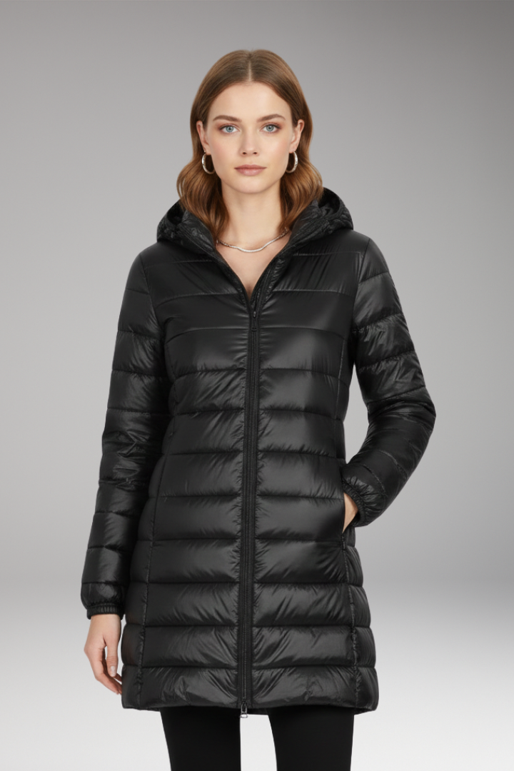Women's Quilted Hooded Long Jacket