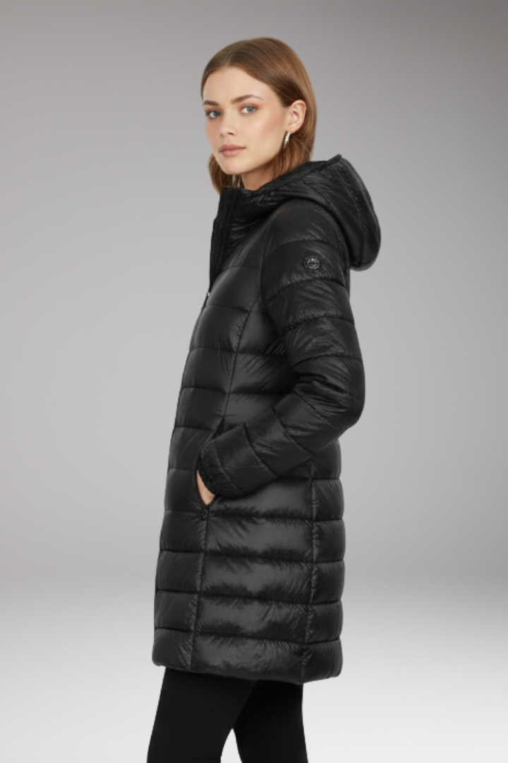 Women's Quilted Hooded Long Jacket