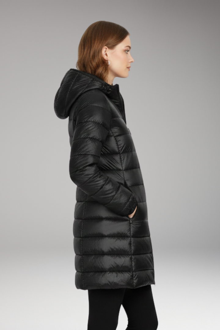 Women's Quilted Hooded Long Jacket