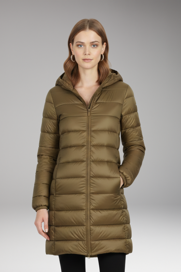 Women's Quilted Hooded Long Jacket