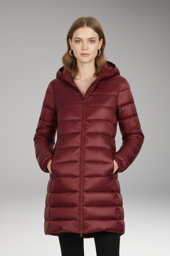 Women's Quilted Hooded Long Jacket
