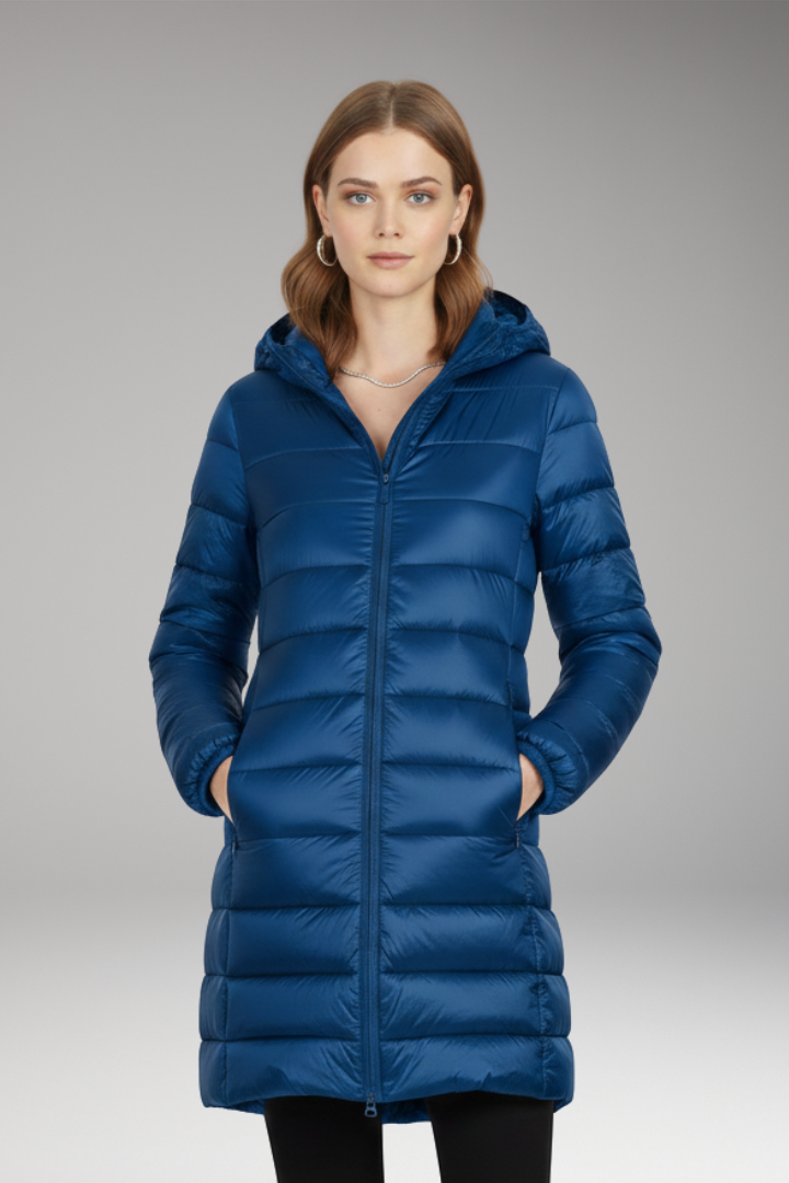 Women's Quilted Hooded Long Jacket