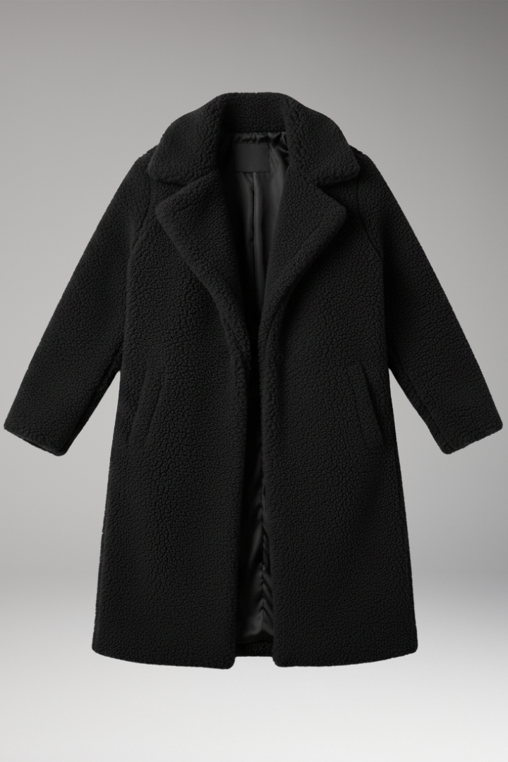 Women's Lapel Jacket Textured Long Coat - Vonnera