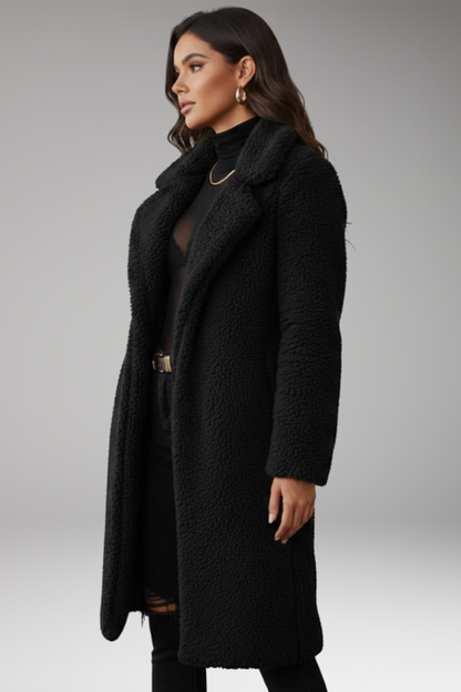 Women's Lapel Jacket Textured Long Coat