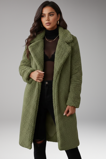 Women's Lapel Jacket Textured Long Coat