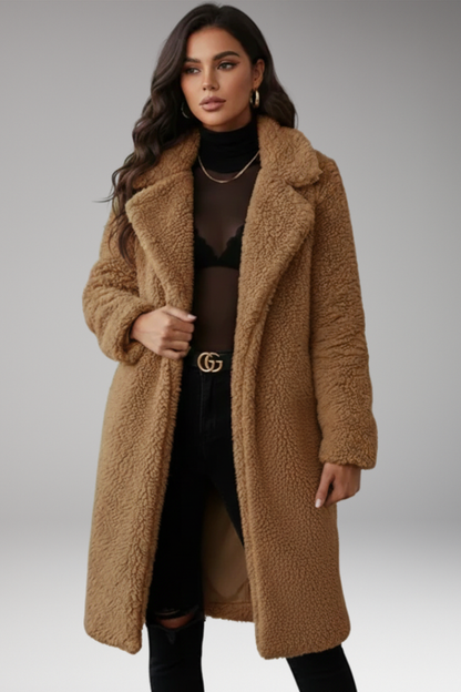 Women's Lapel Jacket Textured Long Coat
