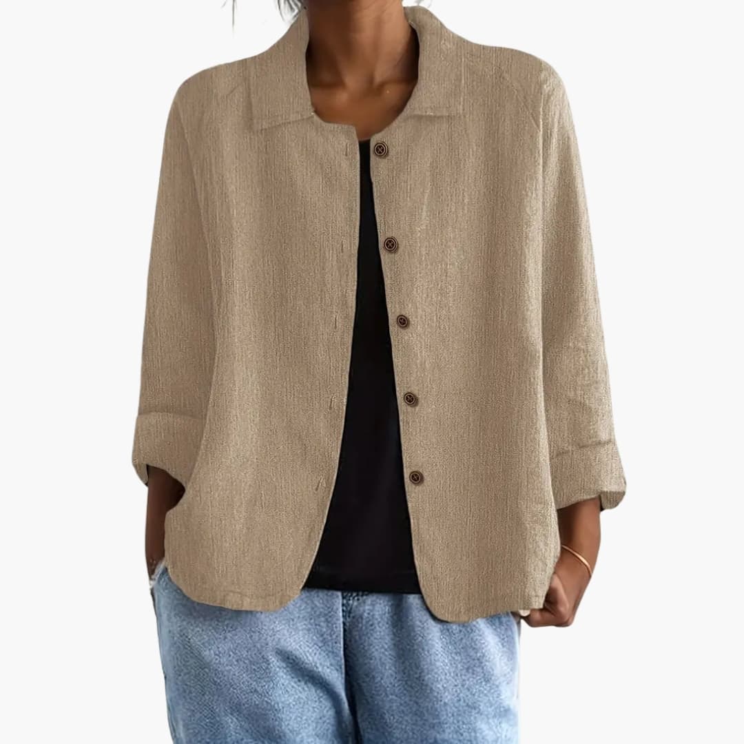 Women's Long Sleeve Blouse Round Neck Straight Fit Shirt
