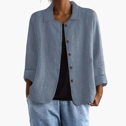 Women's Long Sleeve Blouse Round Neck Straight Fit Shirt
