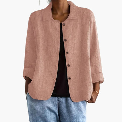 Women's Long Sleeve Blouse Round Neck Straight Fit Shirt