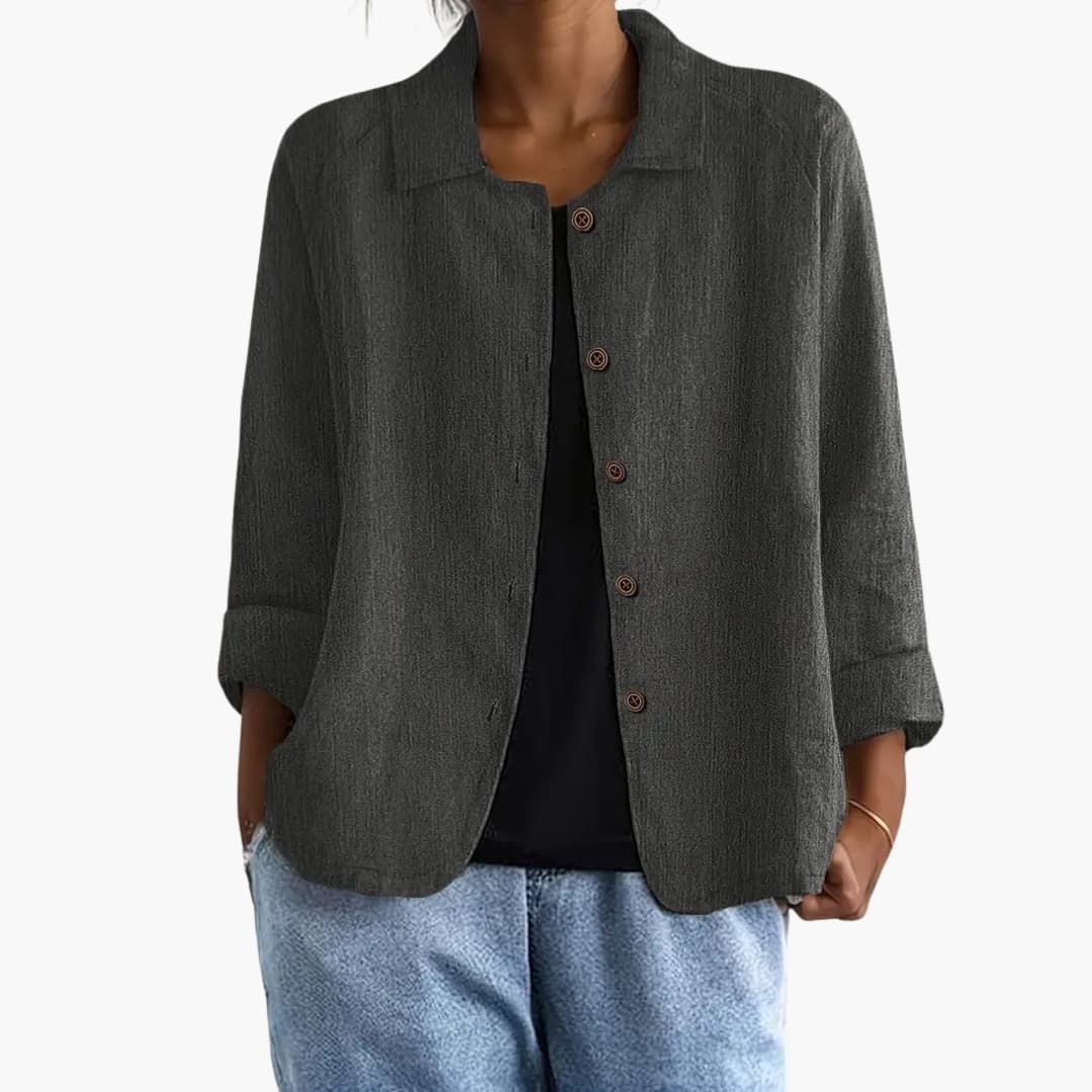 Women's Long Sleeve Blouse Round Neck Straight Fit Shirt