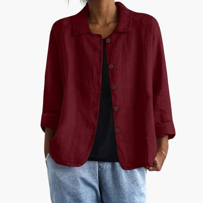 Women's Long Sleeve Blouse Round Neck Straight Fit Shirt