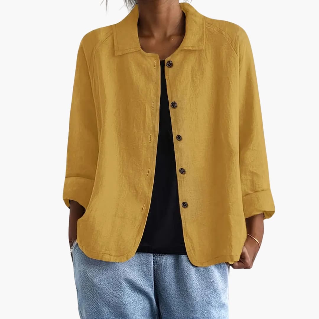 Women's Long Sleeve Blouse Round Neck Straight Fit Shirt