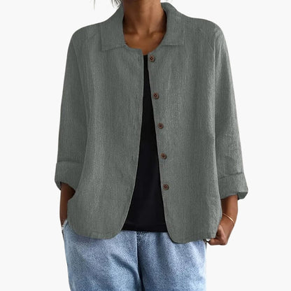 Women's Long Sleeve Blouse Round Neck Straight Fit Shirt