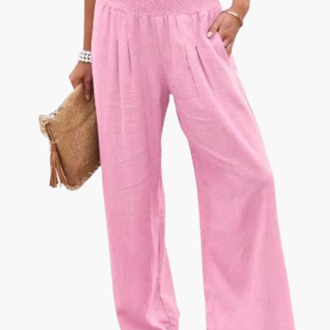 Women's Loose Fit Elastic Waist Pants with Side Pockets