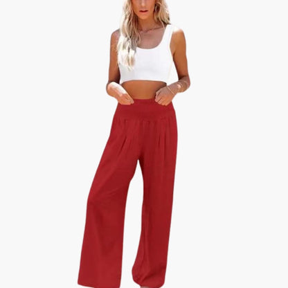 Women's Loose Fit Elastic Waist Pants with Side Pockets