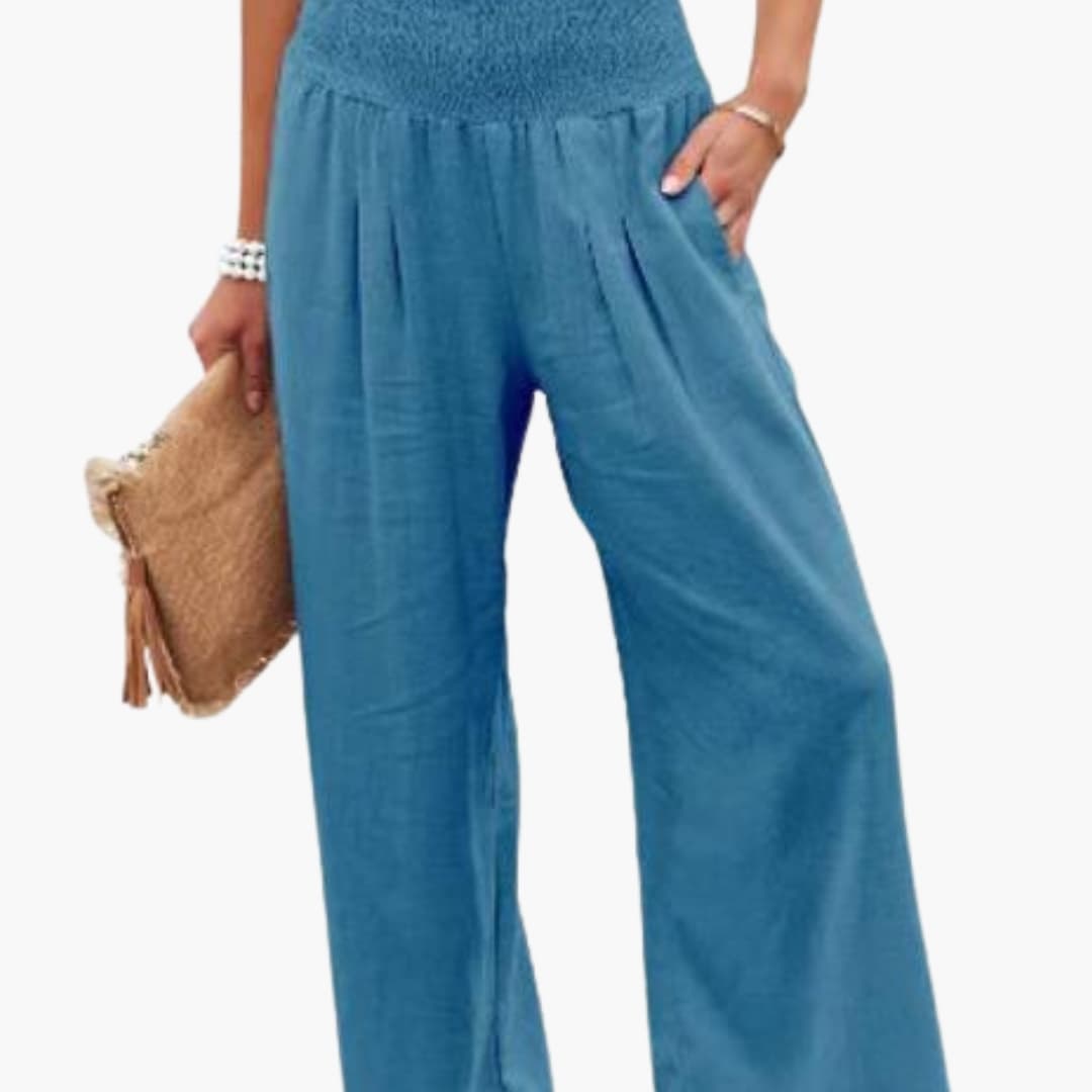 Women's Loose Fit Elastic Waist Pants with Side Pockets