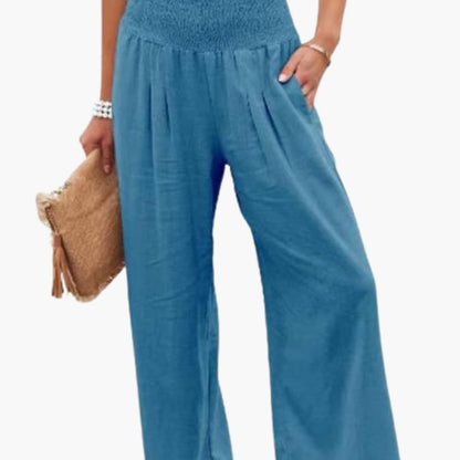 Women's Loose Fit Elastic Waist Pants with Side Pockets