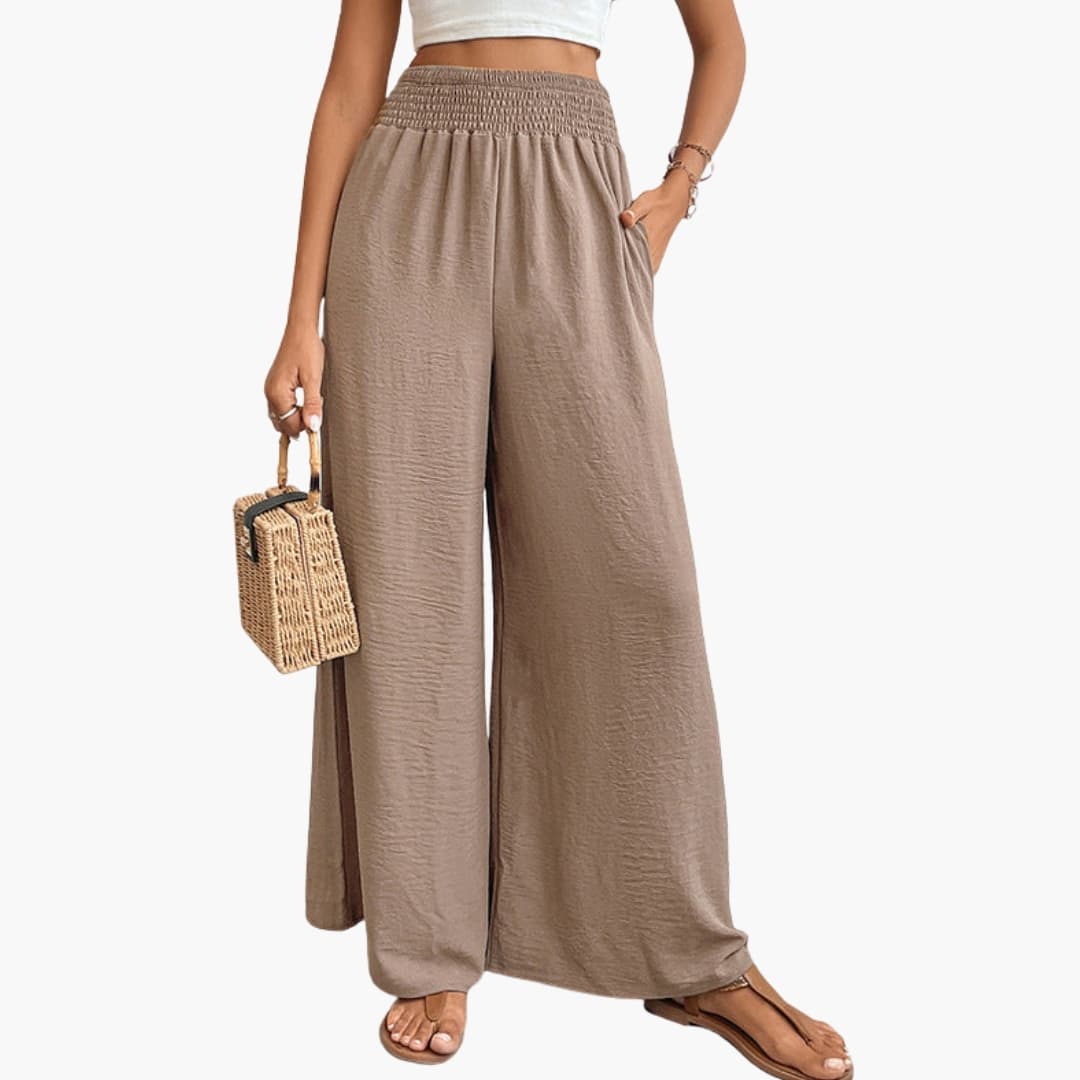 Women's Loose Fit Elastic Waist Pants with Pockets - Vonnera
