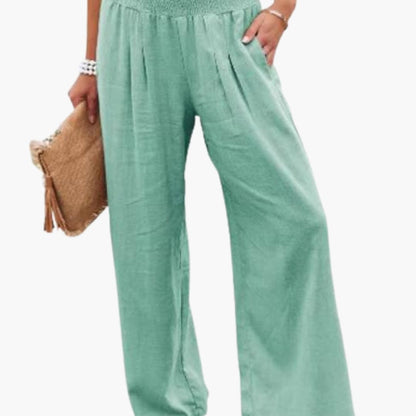 Women's Loose Fit Elastic Waist Pants with Side Pockets