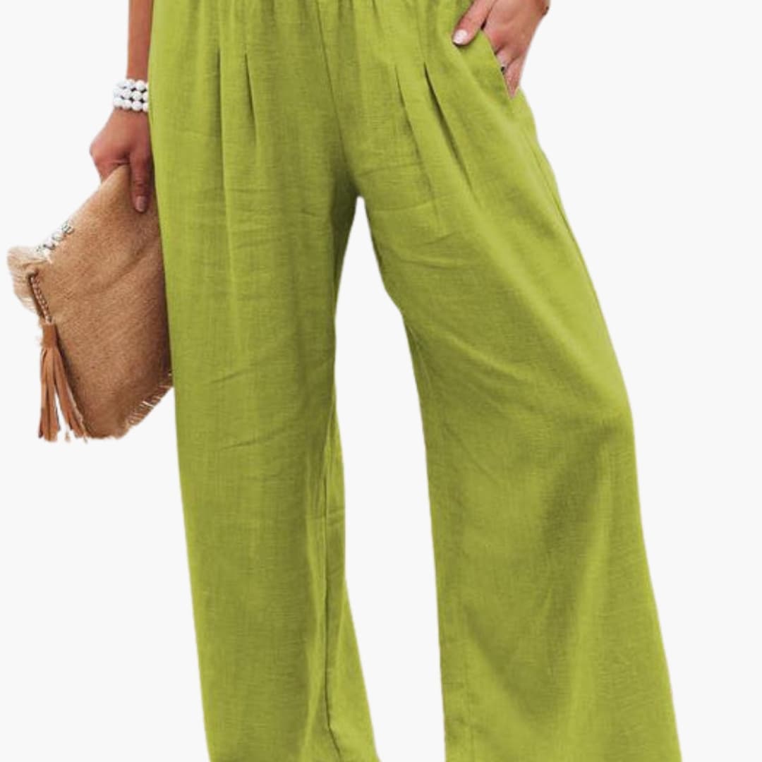 Women's Loose Fit Elastic Waist Pants with Side Pockets