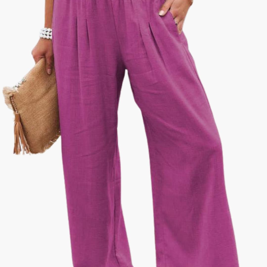 Women's Loose Fit Elastic Waist Pants with Side Pockets