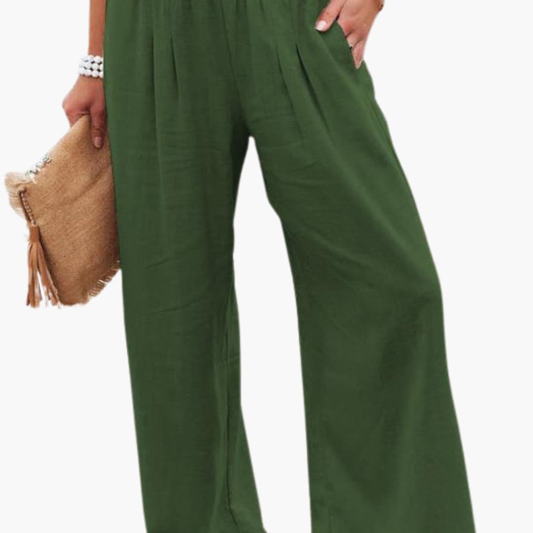 Women's Loose Fit Elastic Waist Pants with Side Pockets