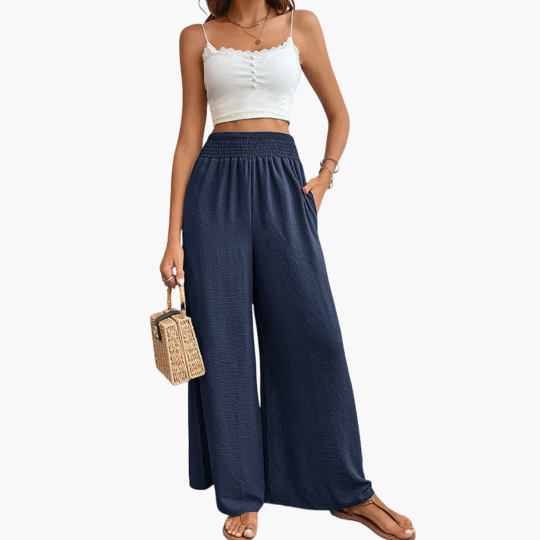 Women's Loose Fit Elastic Waist Pants with Pockets