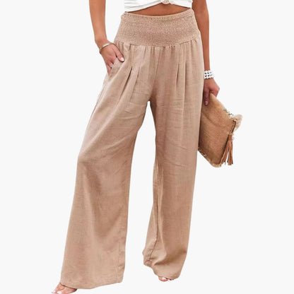 Women's Loose Fit Elastic Waist Pants with Side Pockets