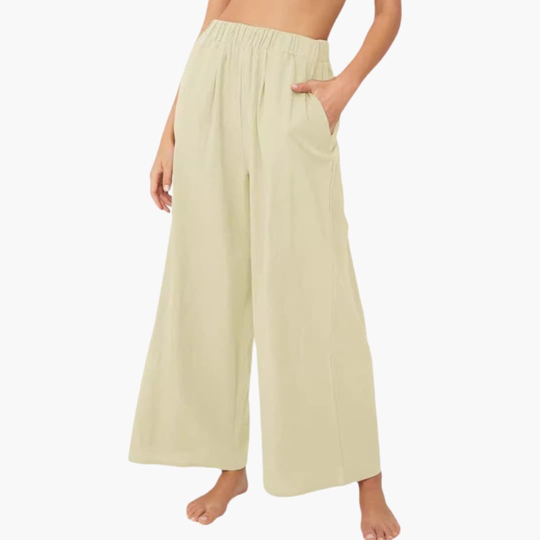 Women's Loose Fit Summer Pants Elastic Waist Side Pockets - Vonnera
