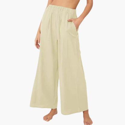 Women's Loose Fit Summer Pants Elastic Waist Side Pockets - Vonnera
