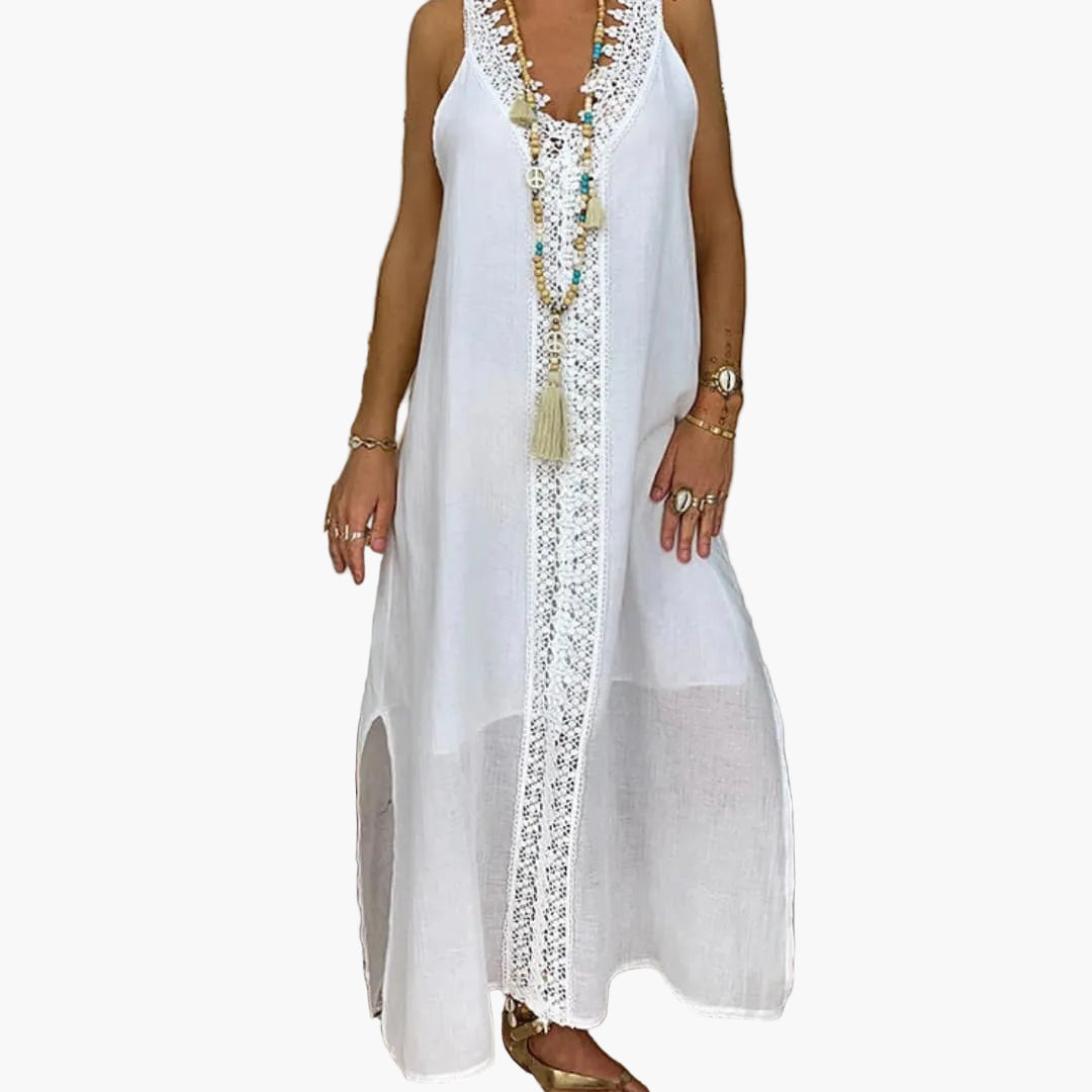 Women's Lace Maxi Dress with Side Slits - Vonnera