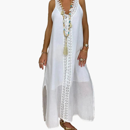 Women's Lace Maxi Dress with Side Slits - Vonnera