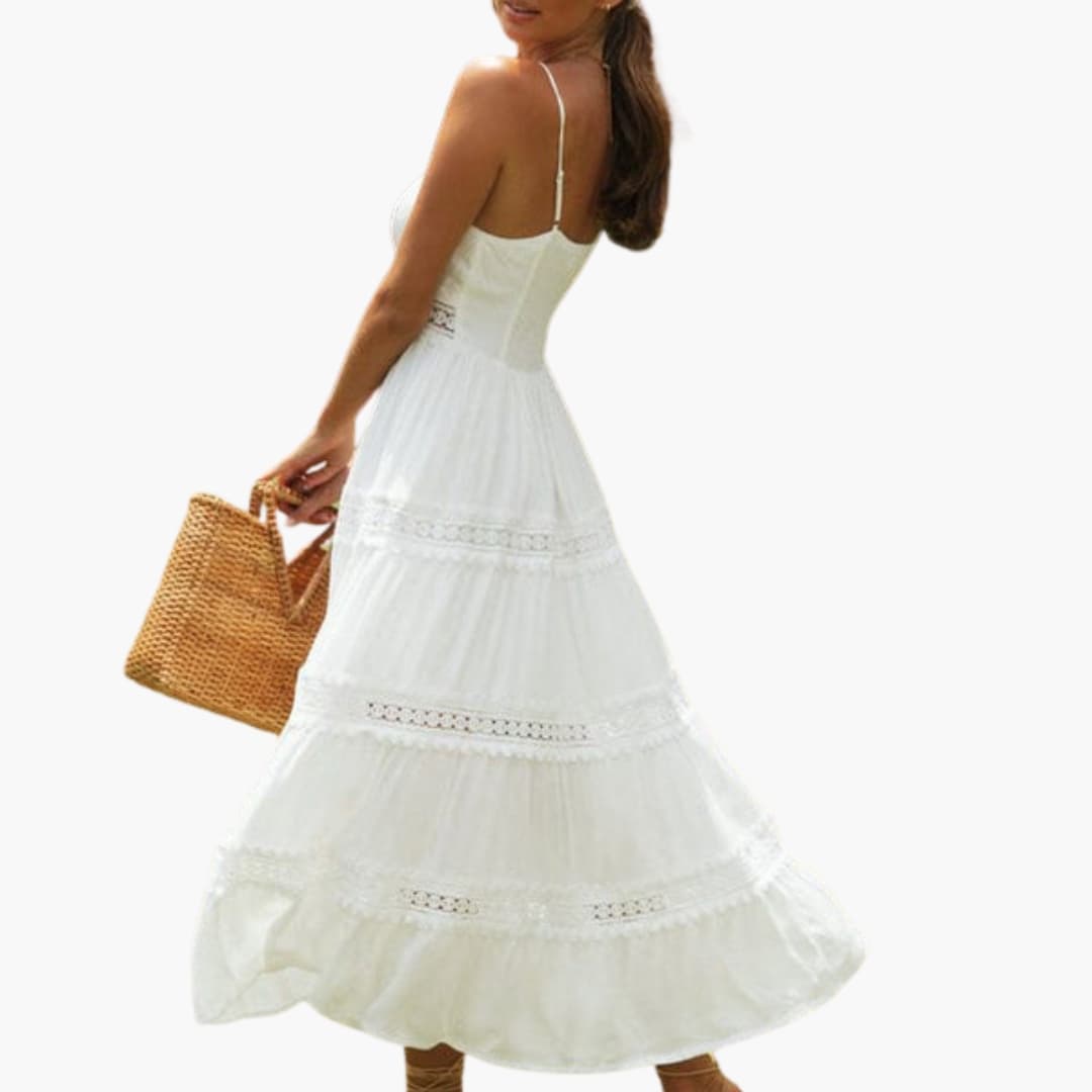 Women's Spaghetti Strap Maxi Dress V Neck