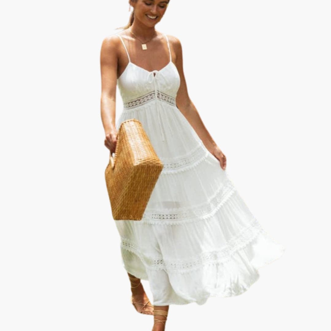 Women's Spaghetti Strap Maxi Dress V Neck - Vonnera