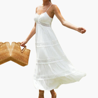 Women's Spaghetti Strap Maxi Dress V Neck