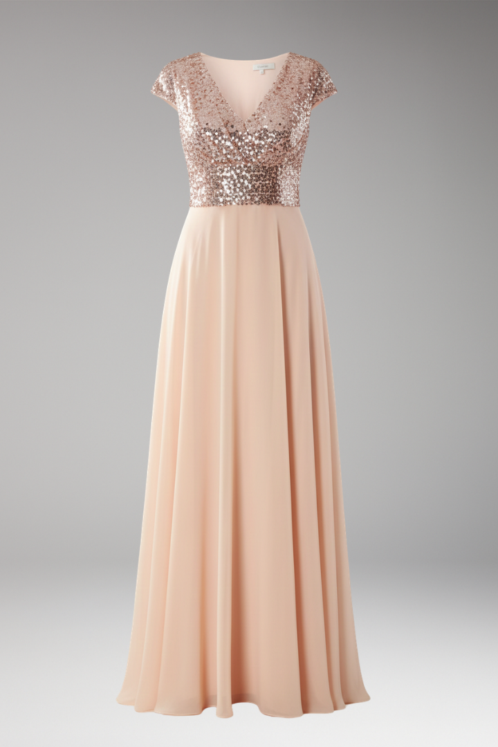 Women's V-Neck Maxi Dress Sequin Chiffon - Vonnera