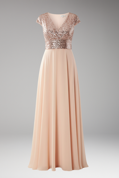 Women's V-Neck Maxi Dress Sequin Chiffon - Vonnera