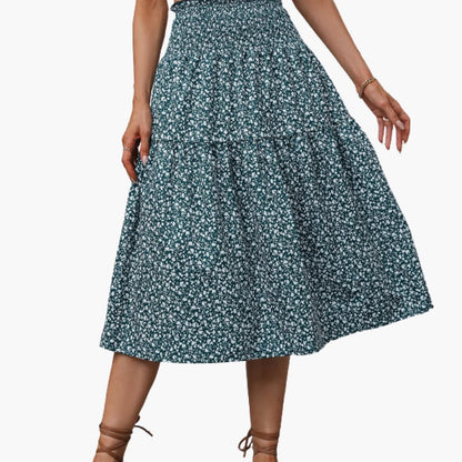 Women's Elastic Waist Maxi Skirt Printed