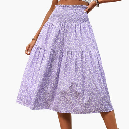 Women's Elastic Waist Maxi Skirt Printed
