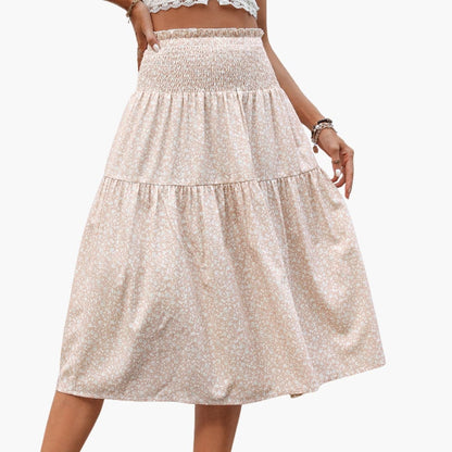 Women's Elastic Waist Maxi Skirt Printed