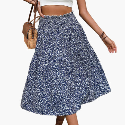 Women's Elastic Waist Maxi Skirt Printed