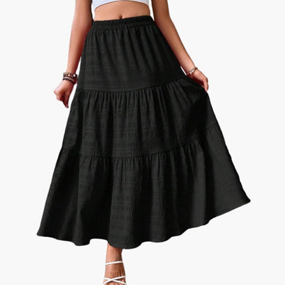 Women's Elastic Waist Maxi Skirt Layered