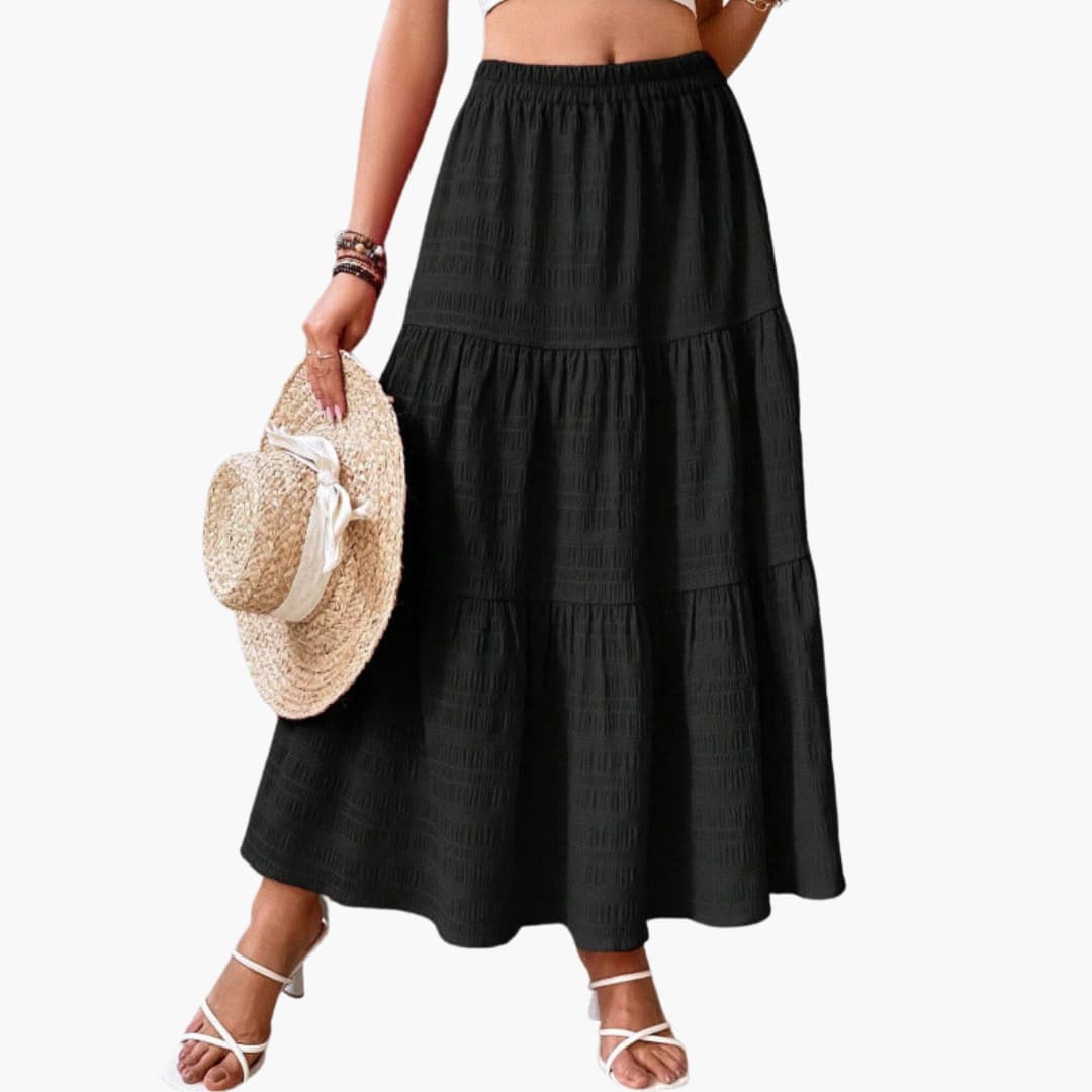 Women's Elastic Waist Maxi Skirt Layered
