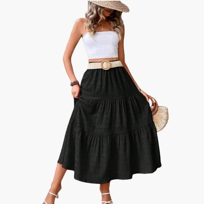 Women's Elastic Waist Maxi Skirt Layered - Vonnera
