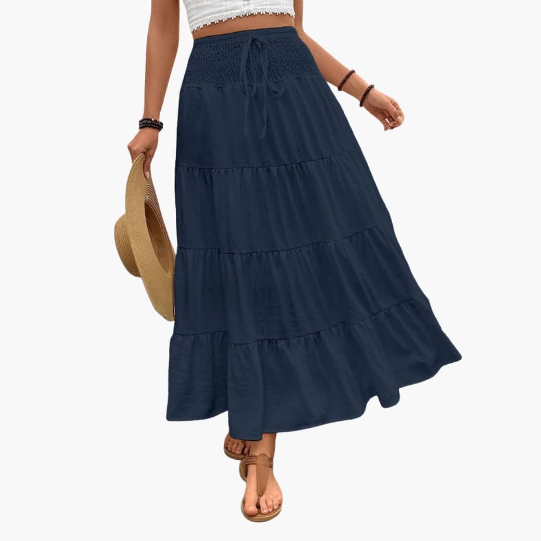 Women's Maxi Skirt Elastic Waist Ruffle Layers - Vonnera